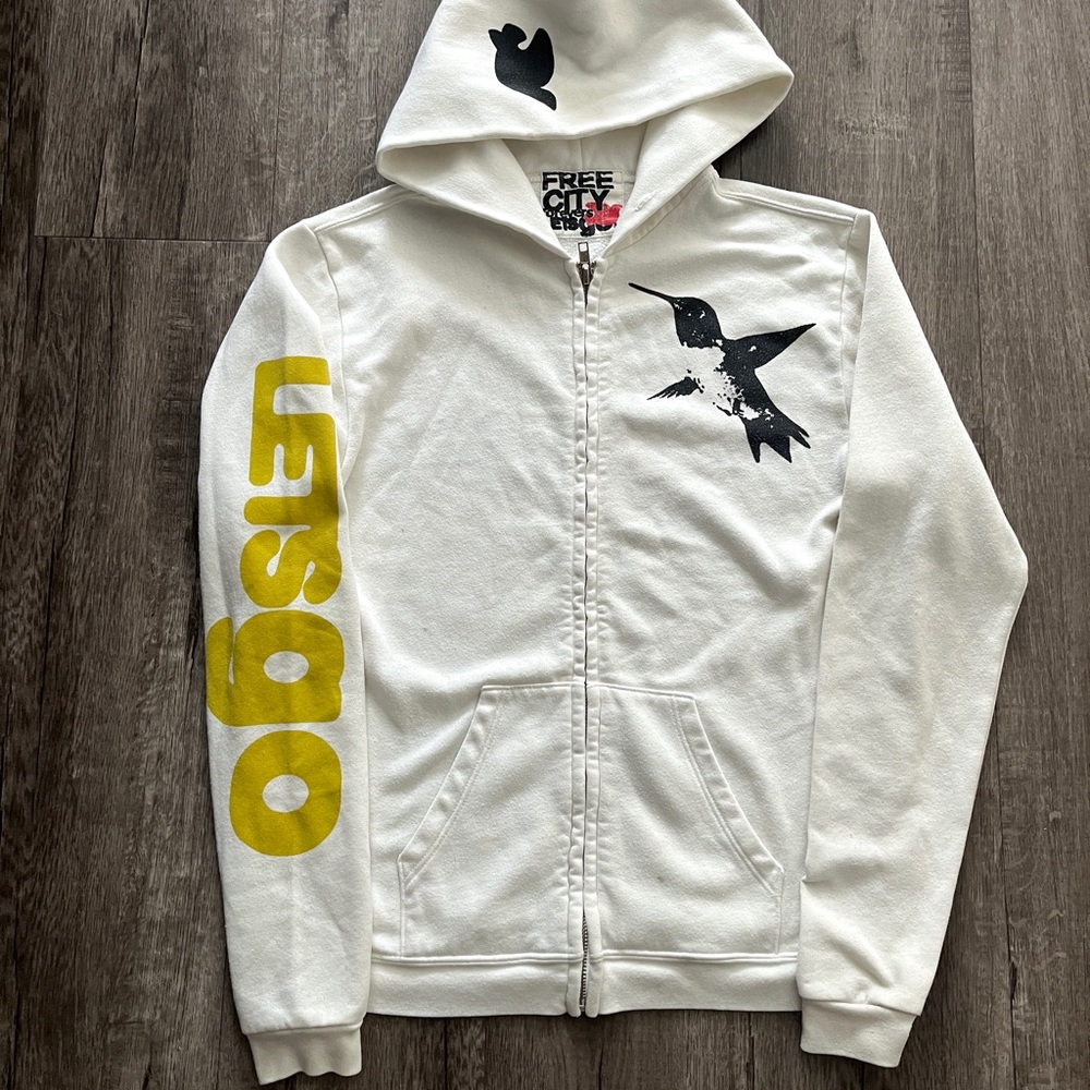 FreeCity Hoodie Let’s Go Hoodie White Classic Zip Up